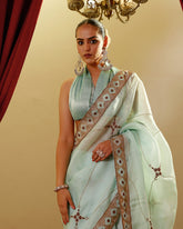 Organza Hand Embroidary Saree